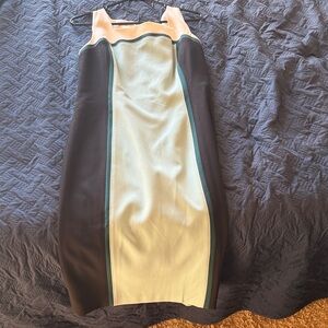 White House Black Market Black and Cream Mini Dress